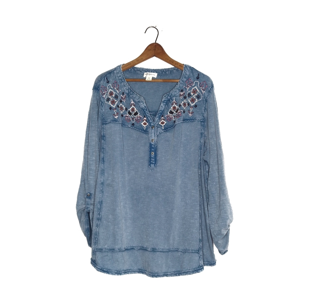 Style & Co woman boho tunic top blue size 2x